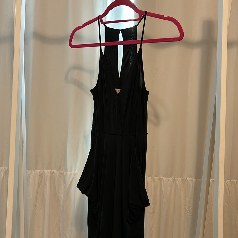 BCBG black ruched midi dress (b2)